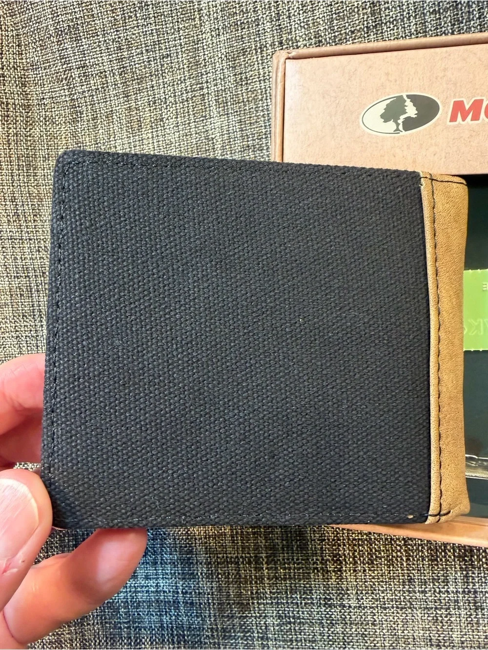 Mossy Oak bifold wallet and keychain NIB black canvas & faux leather